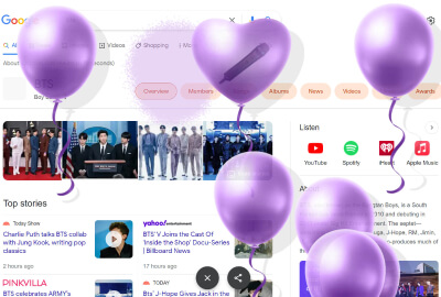 Trái tim tím BTS trên Google Tìm kiếm