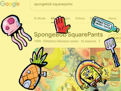Sticker SpongeBob bật ra trong khung cầu vồng